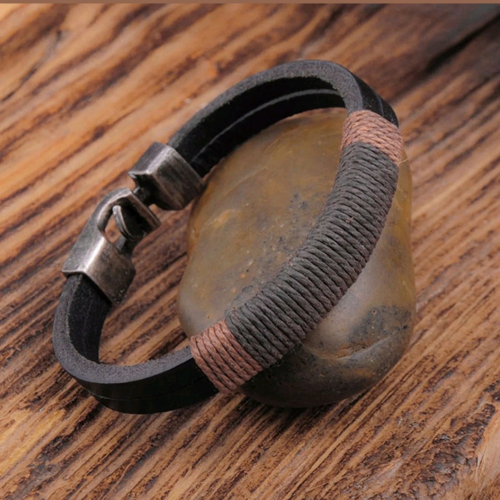 New arrival Men's bracelet cuff in dark brawn - Picture 4 of 6